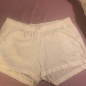 White linen shorts